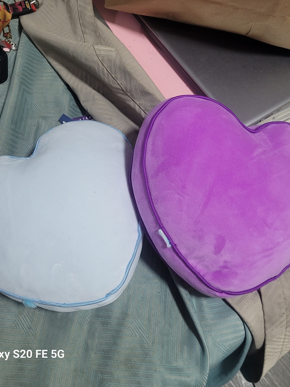 Source Unknown Purple and Light Blue Heart Accent Pillows with Gold Lettering - Picture 2 of 2